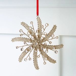 Holiday Lane Crystal Elegance Iron Snowflake Ornaments Glitter Gold